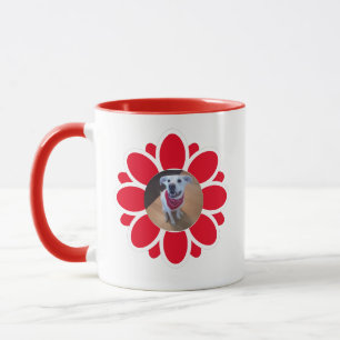 Caneca Foto de Natal Bonita Saudando Cachorro Vermelho