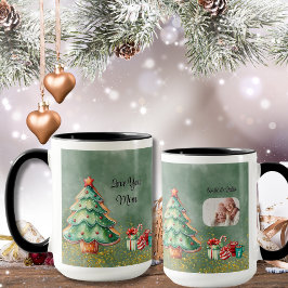 Caneca Foto de Natal da MagicalTree Watercolor