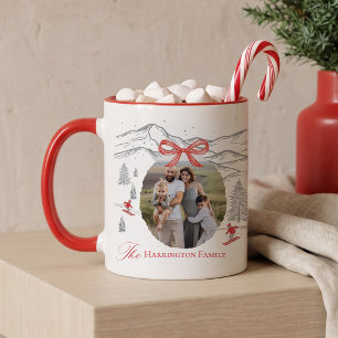Caneca Foto de Natal Personalizada com Arco Vermelho Nórd