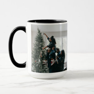 Caneca Foto de Natal Personalizada de Família em Duas Fac