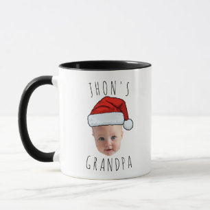 Caneca Foto de Natal personalizada do rosto do bebê Santa