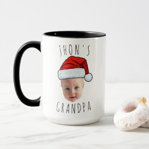 Caneca Foto de Natal personalizada do rosto do bebê Santa