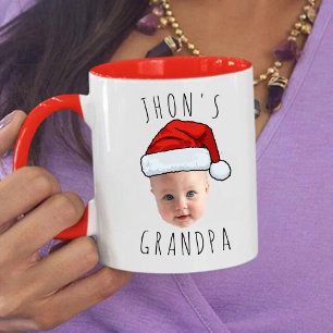 Caneca Foto de Natal personalizada do rosto do bebê Santa