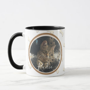 Caneca Foto de Nome de Cachorrinho Bonito com Padrão de O