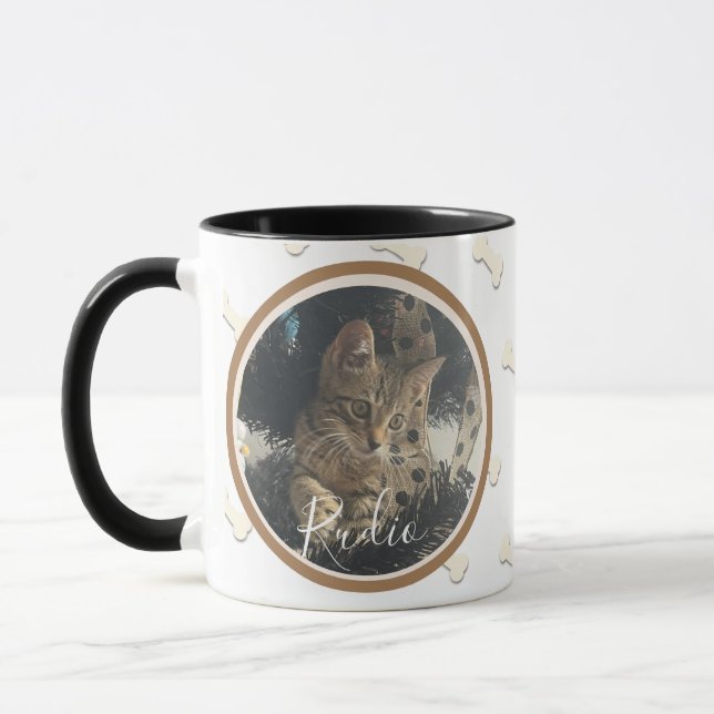 Caneca Foto de Nome de Cachorrinho Bonito com Padrão de O (Esquerda)