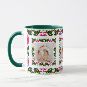 Caneca Foto de Padrão de Natal Personalizado - Chá