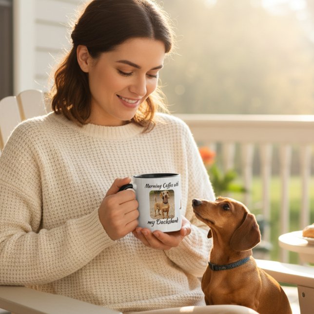 Caneca Foto de Pet Dachshund Marrom Personalizar (Criador carregado)