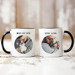 Caneca Foto de Pet do Melhor Pai de Cat Personalizada<br><div class="desc">Mostre um pouco de amor pelo "Pai da Melhor Gata" com este divertido presente personalizado de caneca de café! Nossa caneca apresenta 2 fotos favoritas com texto preto moderno na frente e atrás que você pode personalizar. Crie a sua própria imagem simplesmente adicionando a(s) sua(s) imagem(s) às duas imagens redondas...</div>