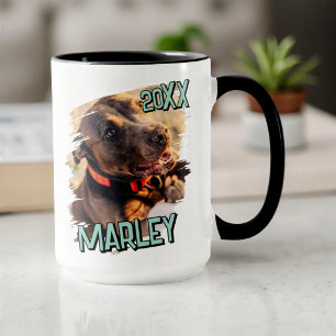 Caneca Foto de Pet Personalizada de Grunge Simples Reprod