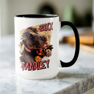 Caneca Foto de Pet Personalizada de Grunge Simples Reprod