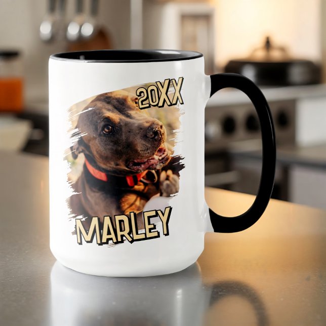 Caneca Foto de Pet Personalizada de Grunge Simples Reprod (Criador carregado)