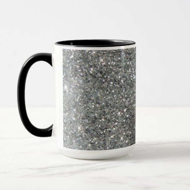Caneca Foto de prata à moda do Glitz do brilho (Esquerda)