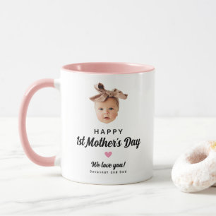 Caneca Foto de rosto de bebê fofo Dia das Mães Feliz de 1