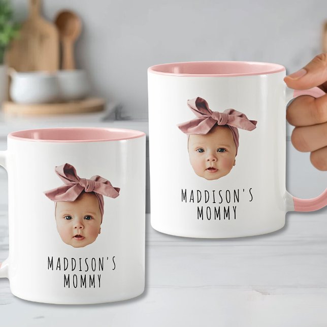 Caneca Foto de Rosto de Bebê Personalizada Mamãe (Baby Face Photo Custom Mommy Mug )