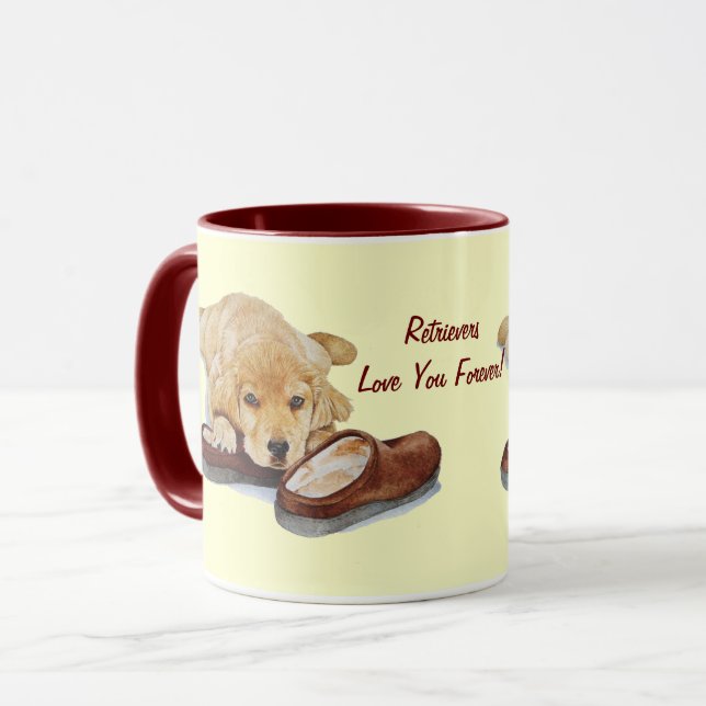 Caneca foto de um filhote fofo de ouro (Frente Esquerda)
