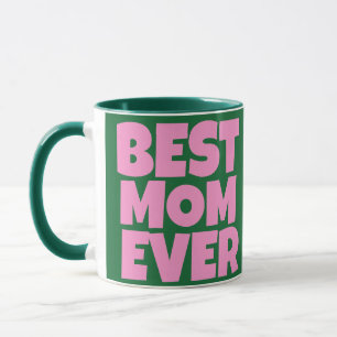 Caneca Foto Dia das Mães Rosa Verde Retro
