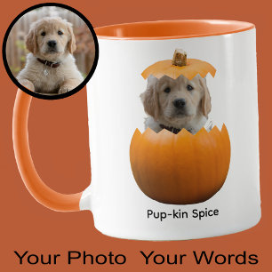 Caneca Foto do Cachorro de Abóbora do Halloween Personali