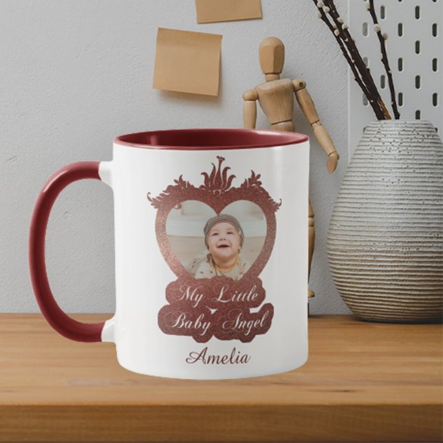 Caneca Foto do Cardíaco Bebê Pequeno Anjo Vermelho (Criador carregado)