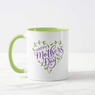 Caneca Foto do Coração 2 do Dia de as mães Verde Roxo