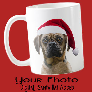 Caneca Foto do seu cachorro com chapéu de Papai Noel Pres