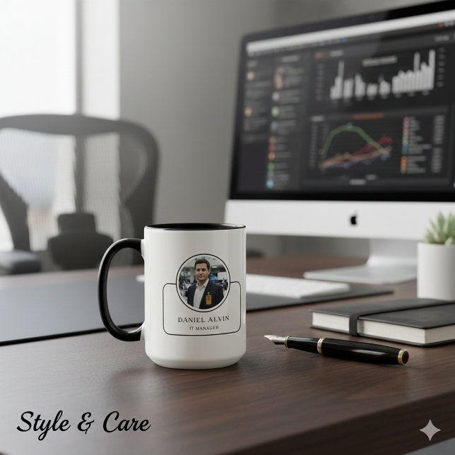 Caneca Foto e Nome Personalizados com Cargo (Personalized Photo and Name with Job Title Mug)