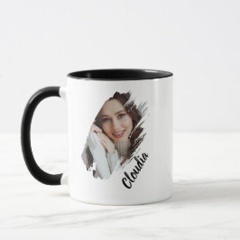 Caneca Foto e Nome Personalizados com Pincelada Moderna