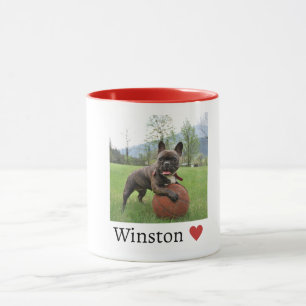 Caneca Foto e nome sobrevoo do Cachorro do Bulldog Francê