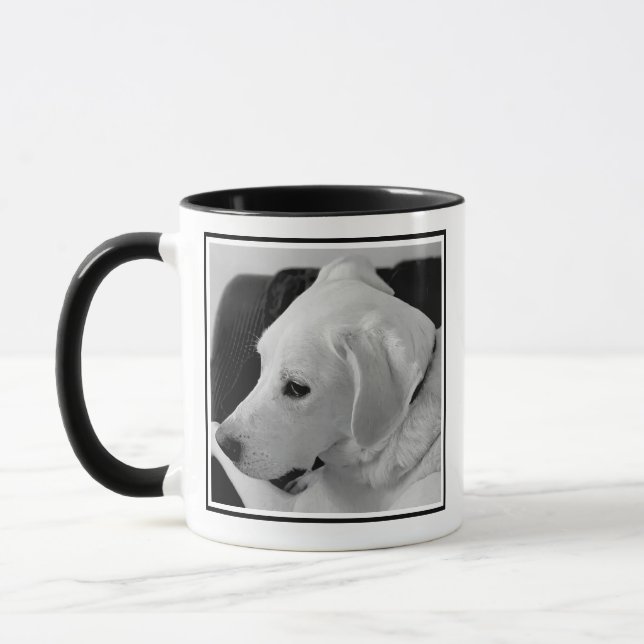 Caneca Foto em preto e branco do Dia de as mães de Cachor (Esquerda)