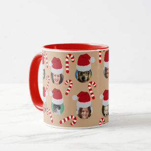 Caneca Foto Engraçada de Natal Personalizada - Santa Hats