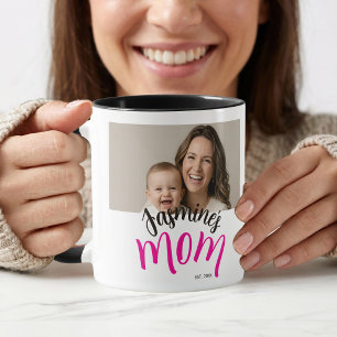 Caneca Foto Mamãe Estabeleceu Nome da Criança Ano Persona