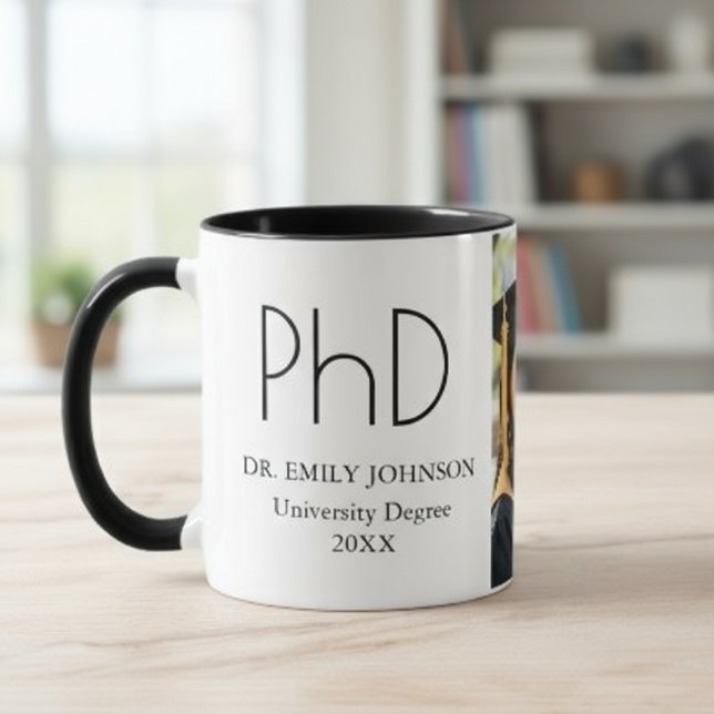 Caneca Foto & Nome de Formatura de PhD Personalizados Mod (Criador carregado)