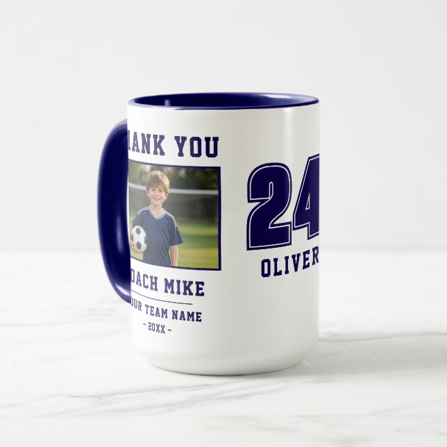 Caneca Foto Número Nome da Equipe Obrigado Treinad (Frente Esquerda)