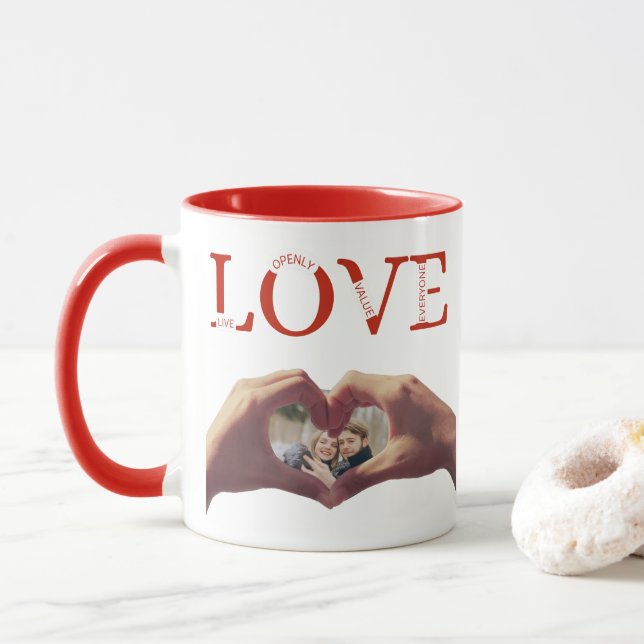 Caneca Foto Personalizada com Acrônimo de AMOR  (Com Donut)