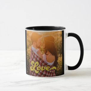 Caneca Foto personalizada com sobreposição de Amor Dourad