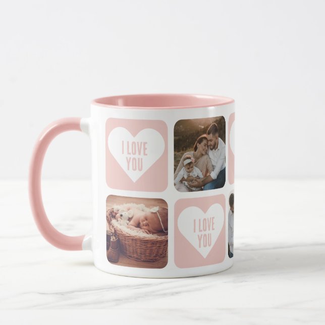 Caneca Foto Personalizada Cor-De-Rosa Que Te Amo Mug (Esquerda)