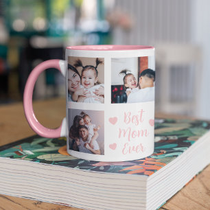 Caneca Foto personalizada da melhor mãe rosa