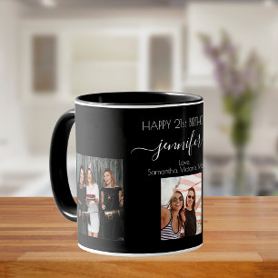 Caneca Foto personalizada de aniversário amigos chic pret