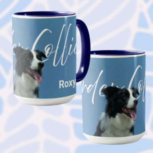 Caneca Foto Personalizada de Border Collie e Tipografia R