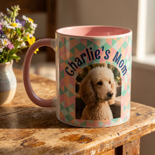 Caneca Foto Personalizada de Cachorro Geométrica Pastel M