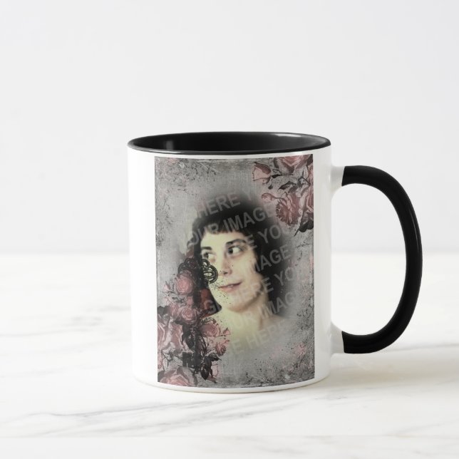 Caneca Foto personalizada de chave antiga e Rosas (Direita)