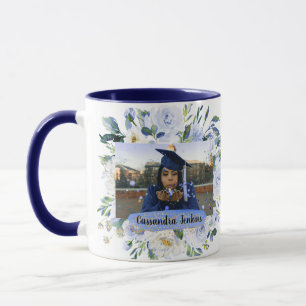 Caneca Foto Personalizada de Graduação de Rosa Floral A