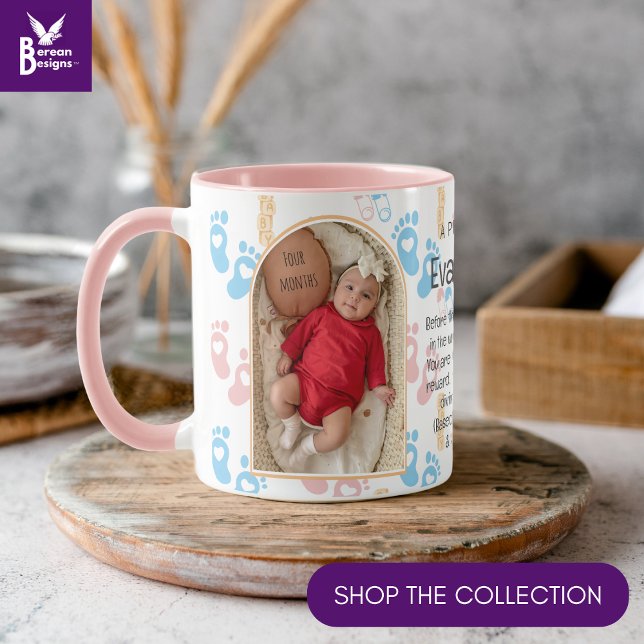 Caneca Foto personalizada de prece cristão Keepsasasasaem (Cute new baby photo keepsake mug with CUSTOMIZABLE Christian prayer and photo. Ideal for new parents)