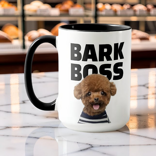 Caneca Foto Personalizada do Cachorro Chefe com Latido En (Criador carregado)