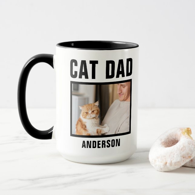 Caneca Foto personalizada do Pai Cat Personalizado (Com Donut)