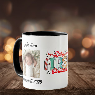 Caneca Foto personalizada do primeiro Natal do bebê