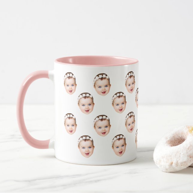 Caneca Foto Personalizada Do Rosto Da Menina (Com Donut)