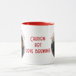 Caneca Foto personalizada e nomes com amor quente vermelh