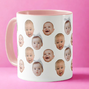 Caneca Foto Personalizada Engraçada Do Bebê Face 3 Fotos