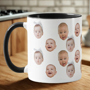 Caneca Foto Personalizada Engraçada Do Bebê Face 3 Fotos