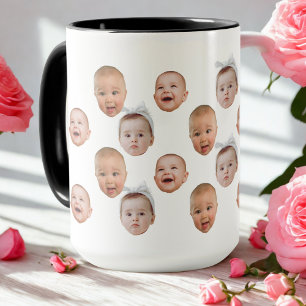 Caneca Foto Personalizada Engraçada Do Bebê Face 3 Fotos